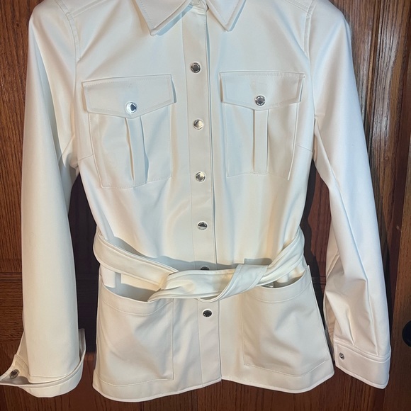 🌹Calvin Klein Tie Waist Belted Faux-leather Jacket - Picture 2 of 14